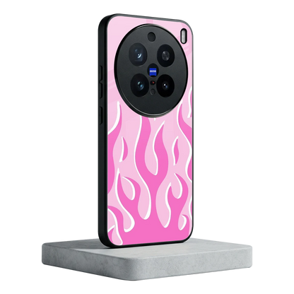 Y2K Retro Pink Flames vivo x200 pro mobile cover | shockproof glass phone case