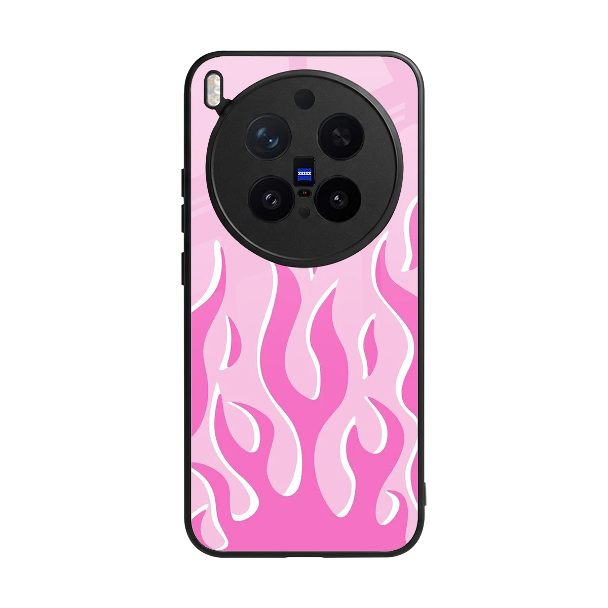 Y2K Retro Pink Flames back phone cover | glass case for vivo x300 pro