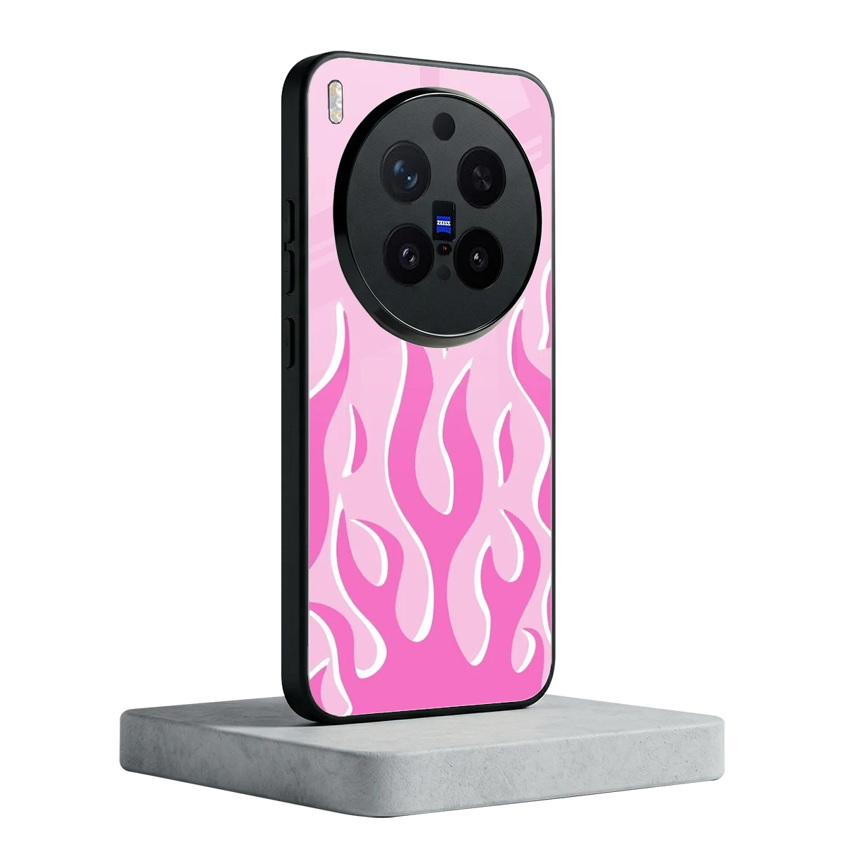 Y2K Retro Pink Flames vivo x300 pro mobile cover | shockproof glass phone case