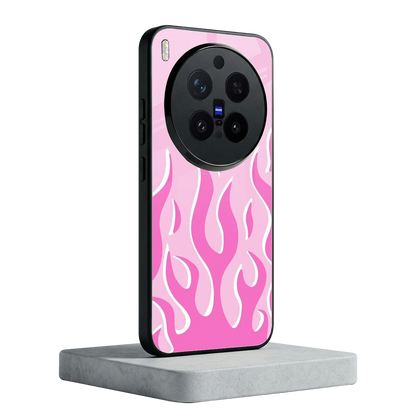 Y2K Retro Pink Flames vivo x300 pro mobile cover | shockproof glass phone case