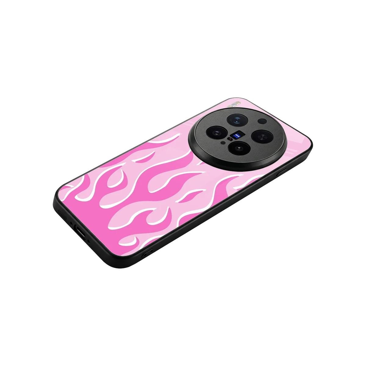 Y2K Retro Pink Flames stylish phone case for vivo x300 pro | glossy glass and slim fit
