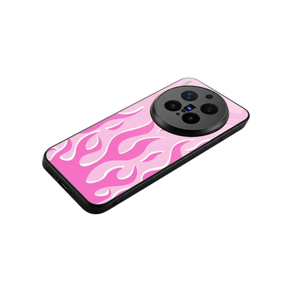 Y2K Retro Pink Flames stylish phone case for vivo x300 pro | glossy glass and slim fit