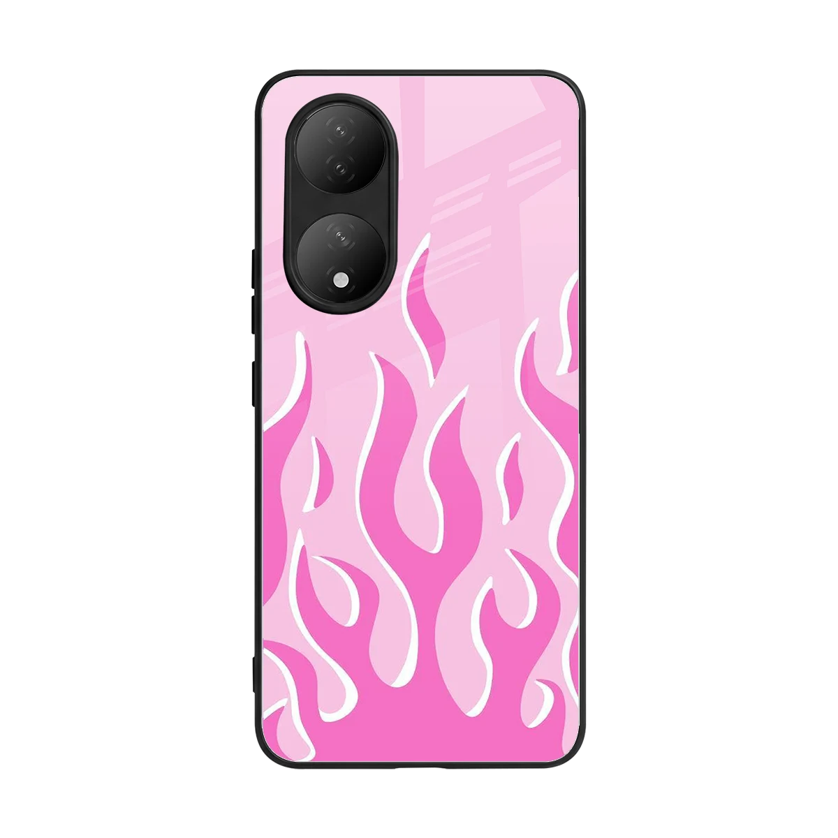 Y2K Retro Pink Flames back phone cover | glass case for Vivo-y100