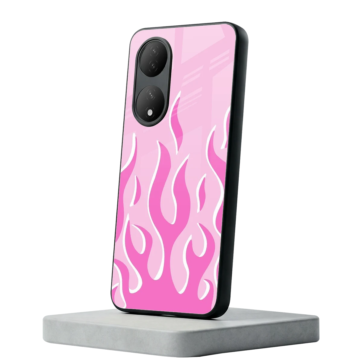 Y2K Retro Pink Flames Vivo-y100 mobile cover | shockproof glass phone case