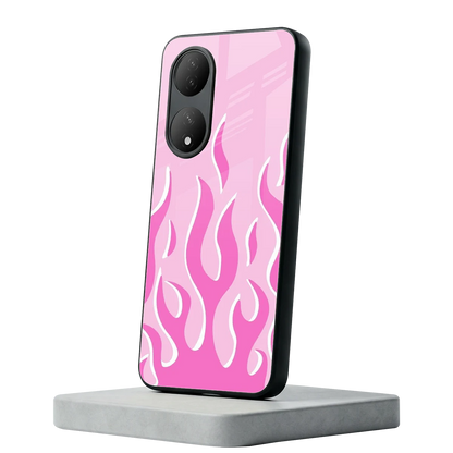 Y2K Retro Pink Flames Vivo-y100 mobile cover | shockproof glass phone case