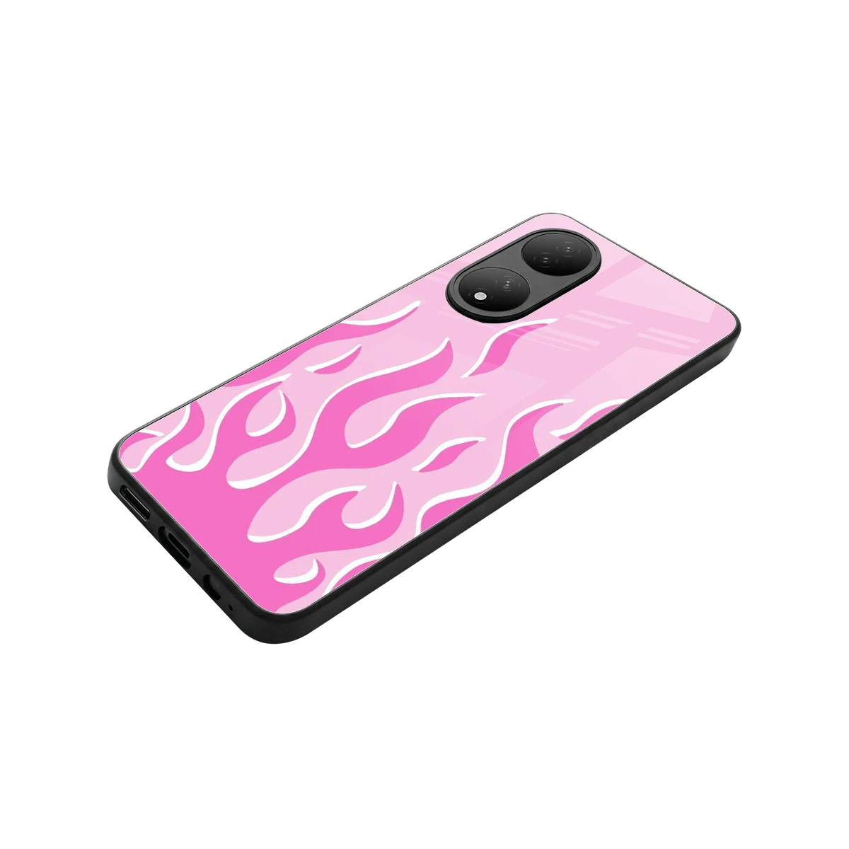 Y2K Retro Pink Flames stylish phone case for Vivo-y100 | glossy glass and slim fit
