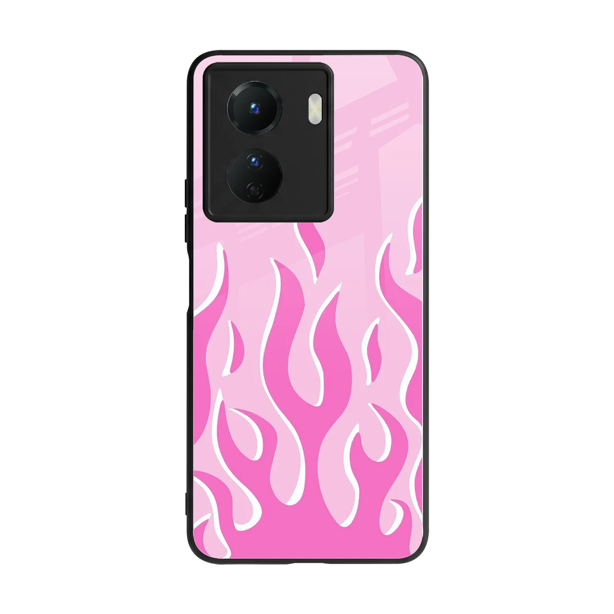 Y2K Retro Pink Flames back phone cover | glass case for vivo y16