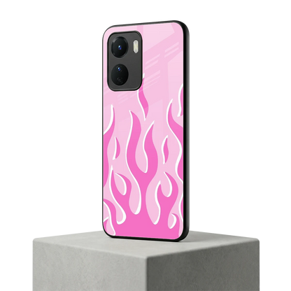 Y2K Retro Pink Flames vivo y16 mobile cover | shockproof glass phone case