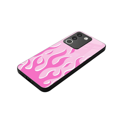 Y2K Retro Pink Flames stylish phone case for vivo y200 5g | glossy glass and slim fit