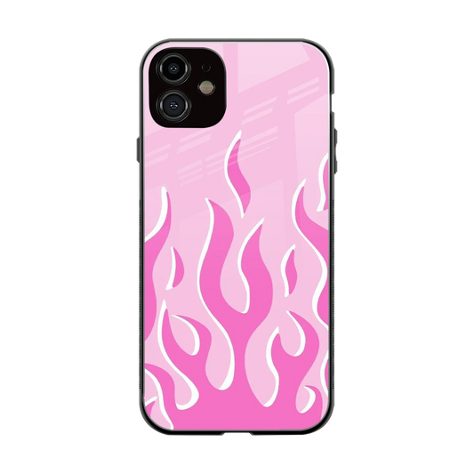 Y2K Retro Pink Flames back phone cover | glass case for iphone 12