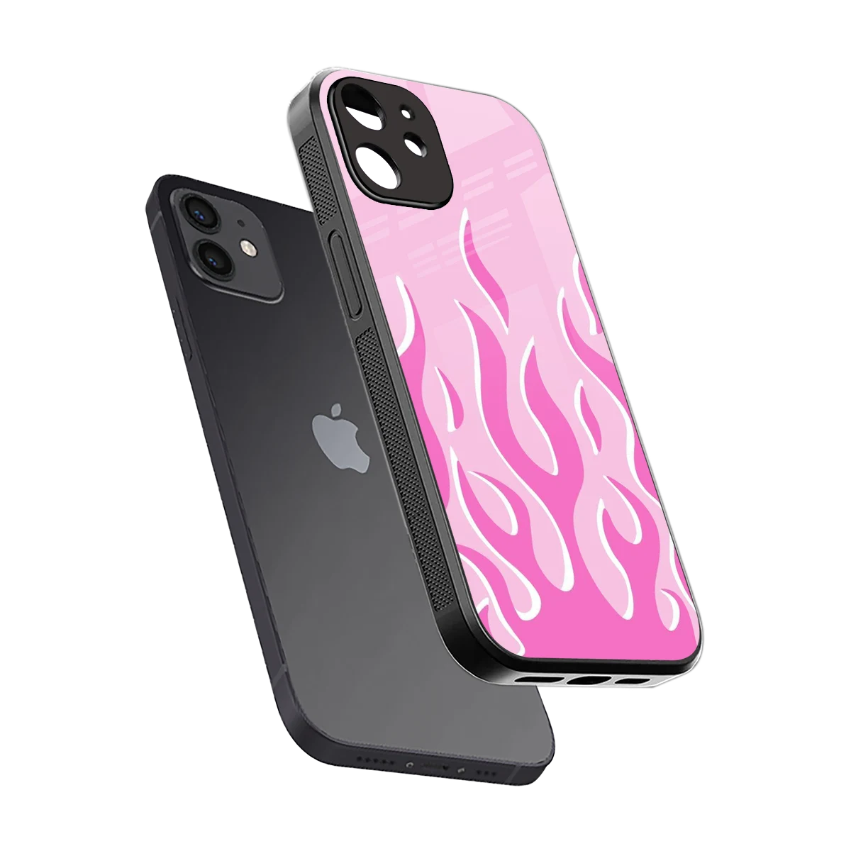 Y2K Retro Pink Flames sleek iphone 11 cover with tempered glass back and TPU edges