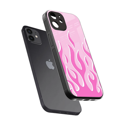 Y2K Retro Pink Flames sleek iphone 11 cover with tempered glass back and TPU edges