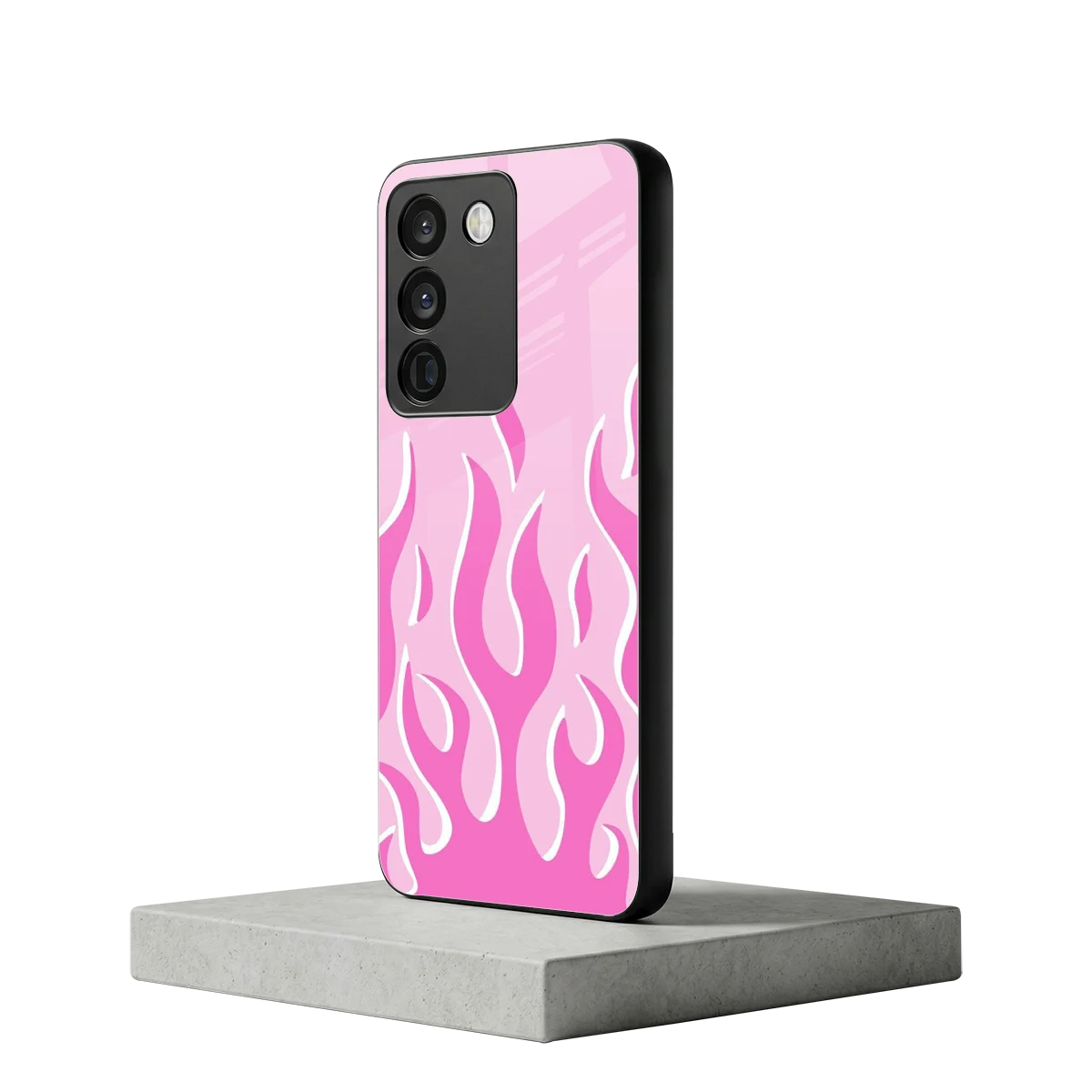 Y2K Retro Pink Flames vivo y200 5g mobile cover | shockproof glass phone case