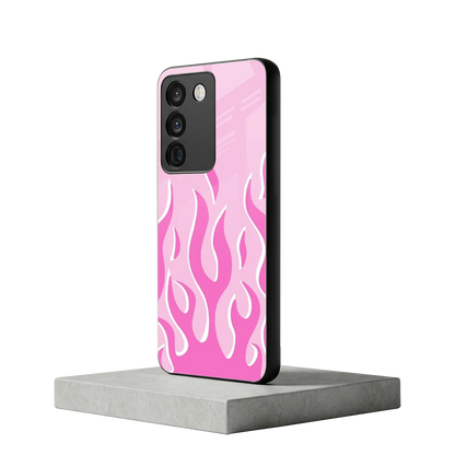 Y2K Retro Pink Flames vivo y200 5g mobile cover | shockproof glass phone case