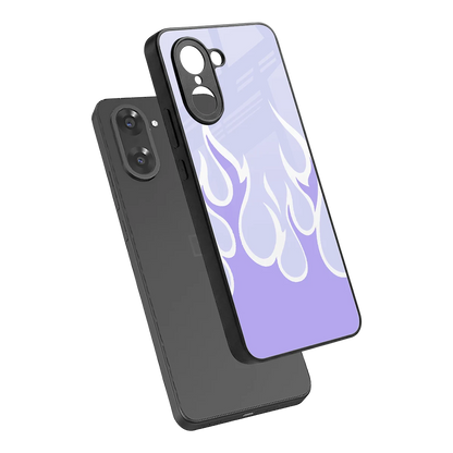 Y2K Retro Purple Flames sleek oneplus nord ce5 5g cover with tempered glass back and TPU edges