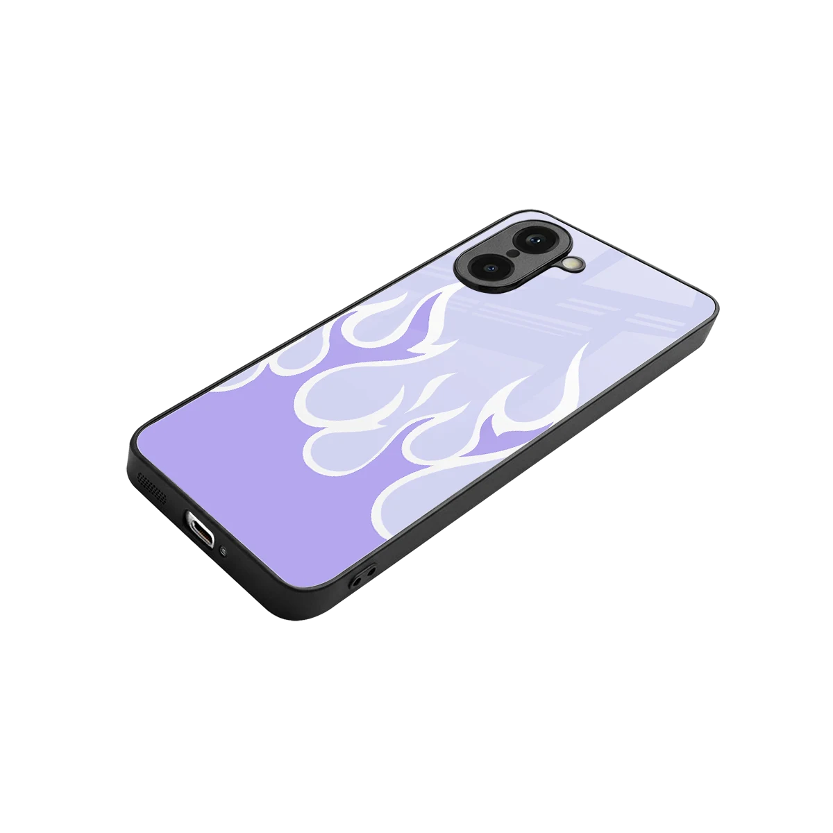 Y2K Retro Purple Flames stylish phone case for oneplus nord ce5 5g | glossy glass and slim fit