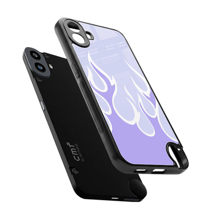 Y2K Retro Purple Flames sleek cmf nothing phone 1 cover with tempered glass back and TPU edges