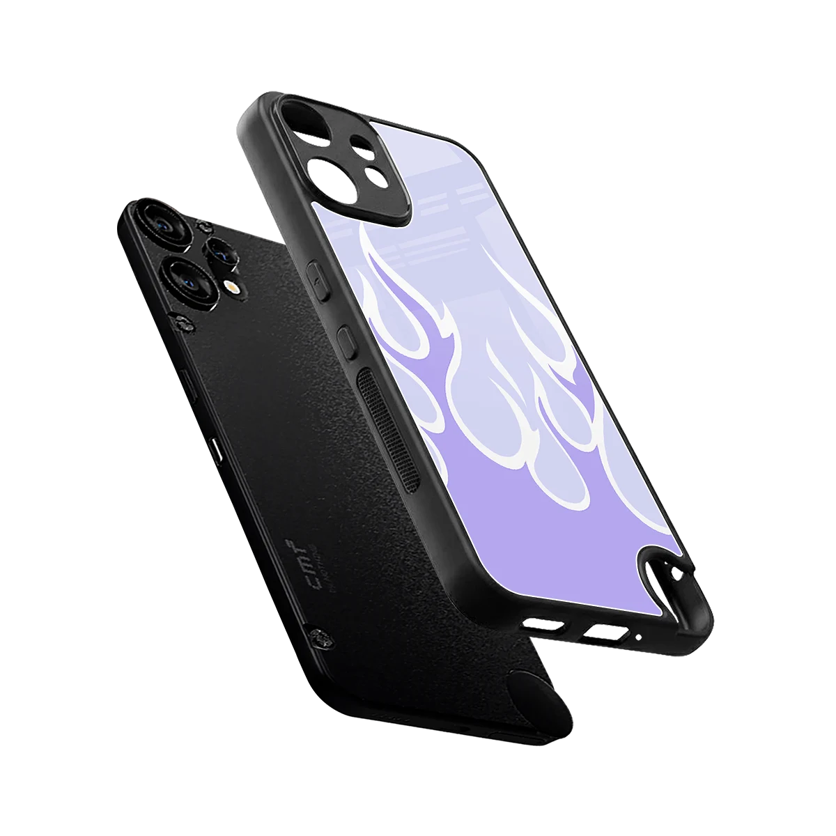 Y2K Retro Purple Flames sleek cmf nothing phone 2 pro cover with tempered glass back and TPU edges