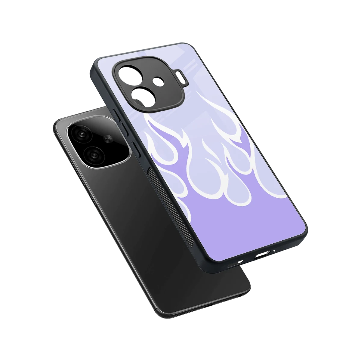 Y2K Retro Purple Flames sleek iqoo neo 10r 5g cover with tempered glass back and TPU edges