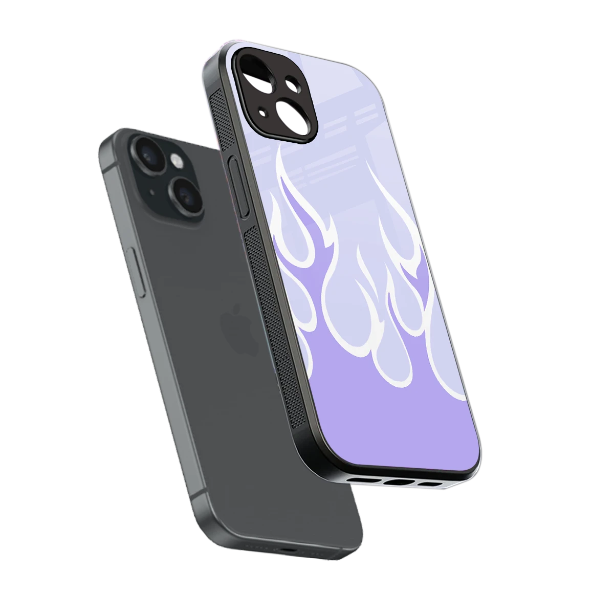 Y2K Retro Purple Flames sleek iphone 13 mini cover with tempered glass back and TPU edges