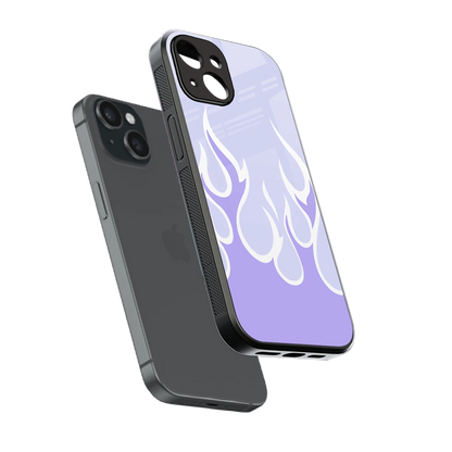 Y2K Retro Purple Flames sleek iphone 13 cover with tempered glass back and TPU edges