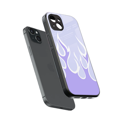 Y2K Retro Purple Flames sleek iphone 14 plus cover with tempered glass back and TPU edges