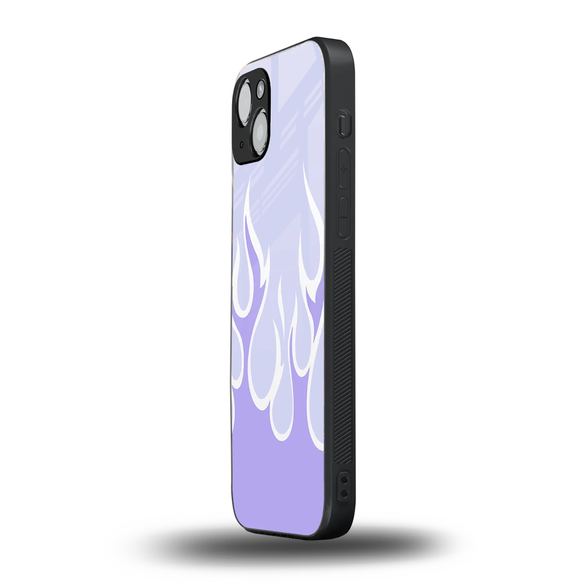 Y2K Retro Purple Flames iphone 14 plus mobile cover | shockproof glass phone case