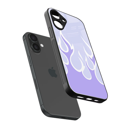 Y2K Retro Purple Flames sleek iphone 16 plus cover with tempered glass back and TPU edges