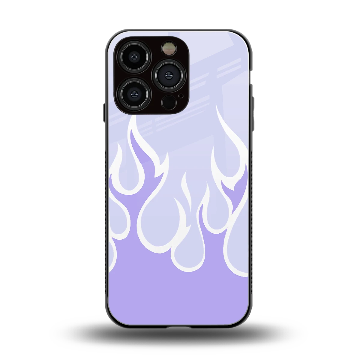 Y2K Retro Purple Flames back phone cover | glass case for iphone 16 pro