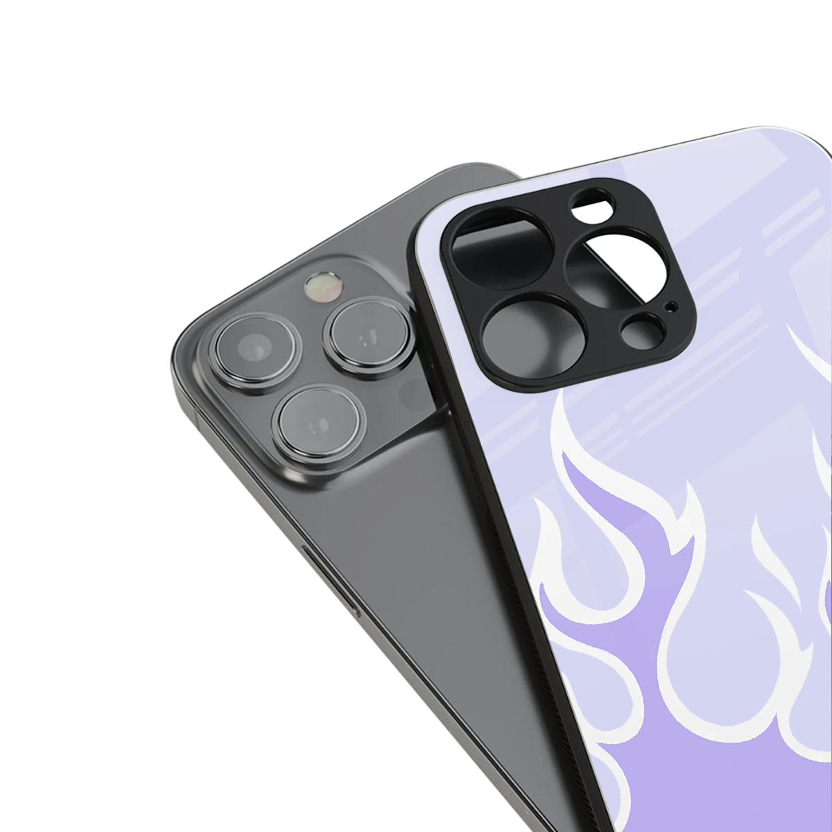 Y2K Retro Purple Flames Phone Case for Iphone 16 | Glass Case