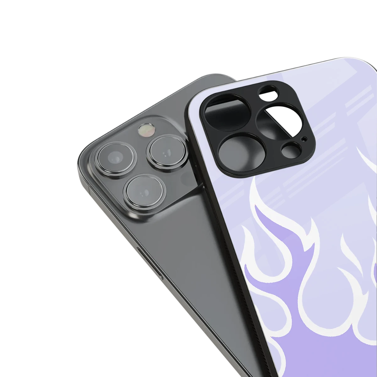 Y2K Retro Purple Flames stylish phone case for iphone 14 pro | glossy glass and slim fit