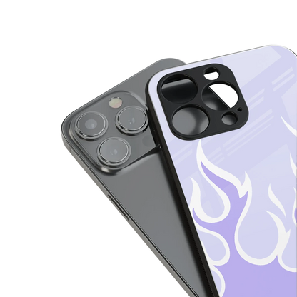 Y2K Retro Purple Flames stylish phone case for iphone 14 pro | glossy glass and slim fit