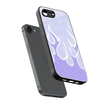 Y2K Retro Purple Flames sleek iphone 16e cover with tempered glass back and TPU edges