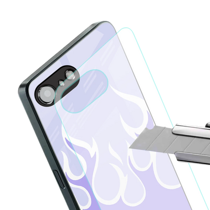 Y2K Retro Purple Flames stylish phone case for iphone 16e | glossy glass and slim fit