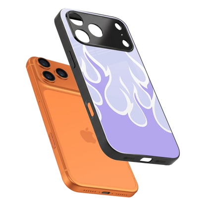 Y2K Retro Purple Flames sleek iphone 17 pro cover with tempered glass back and TPU edges