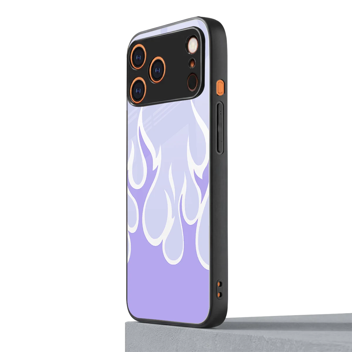 Y2K Retro Purple Flames iphone 17 pro mobile cover | shockproof glass phone case