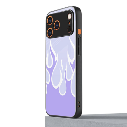 Y2K Retro Purple Flames iphone 17 pro mobile cover | shockproof glass phone case