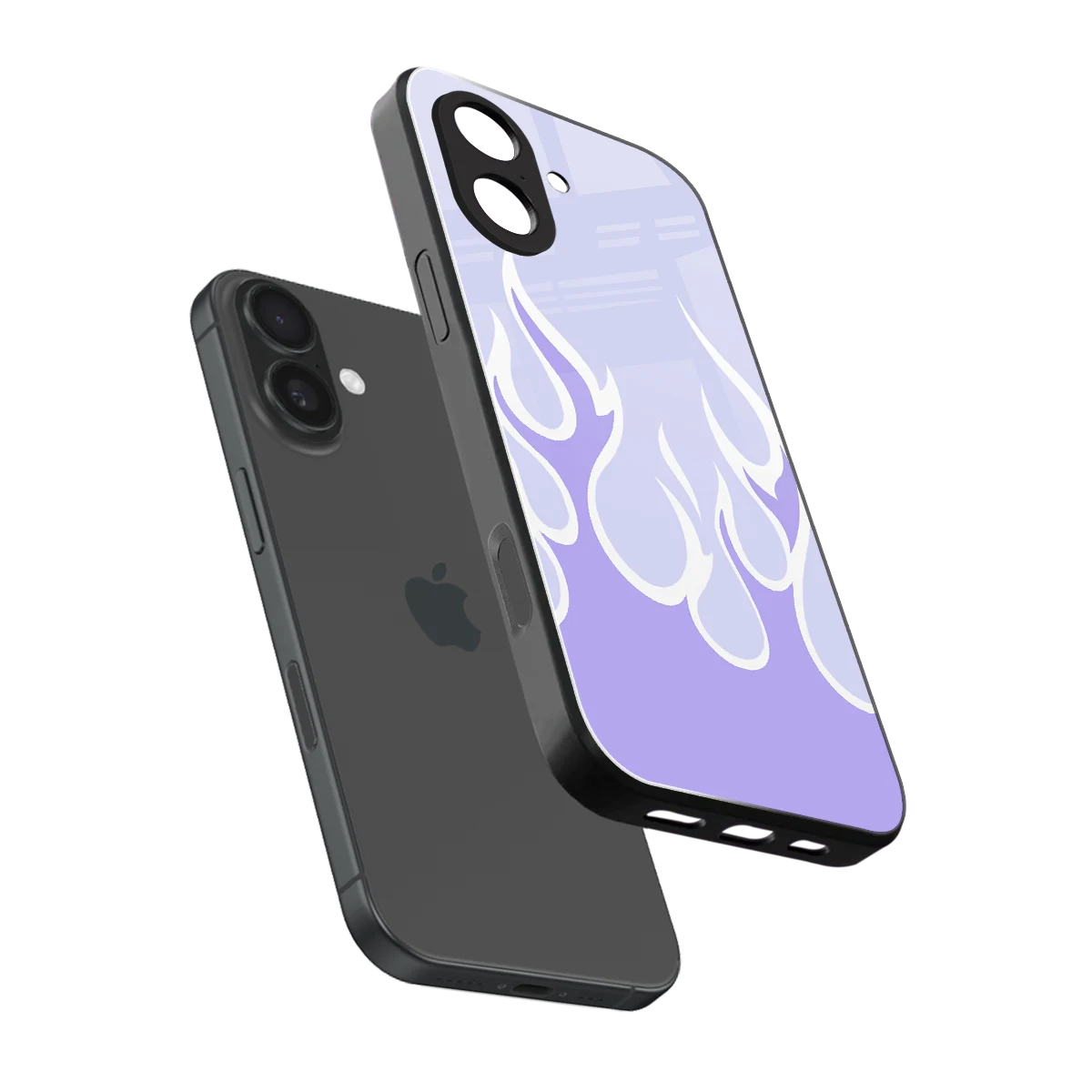 Y2K Retro Purple Flames sleek iphone 17 cover with tempered glass back and TPU edges