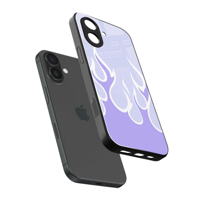 Y2K Retro Purple Flames sleek iphone 17 cover with tempered glass back and TPU edges