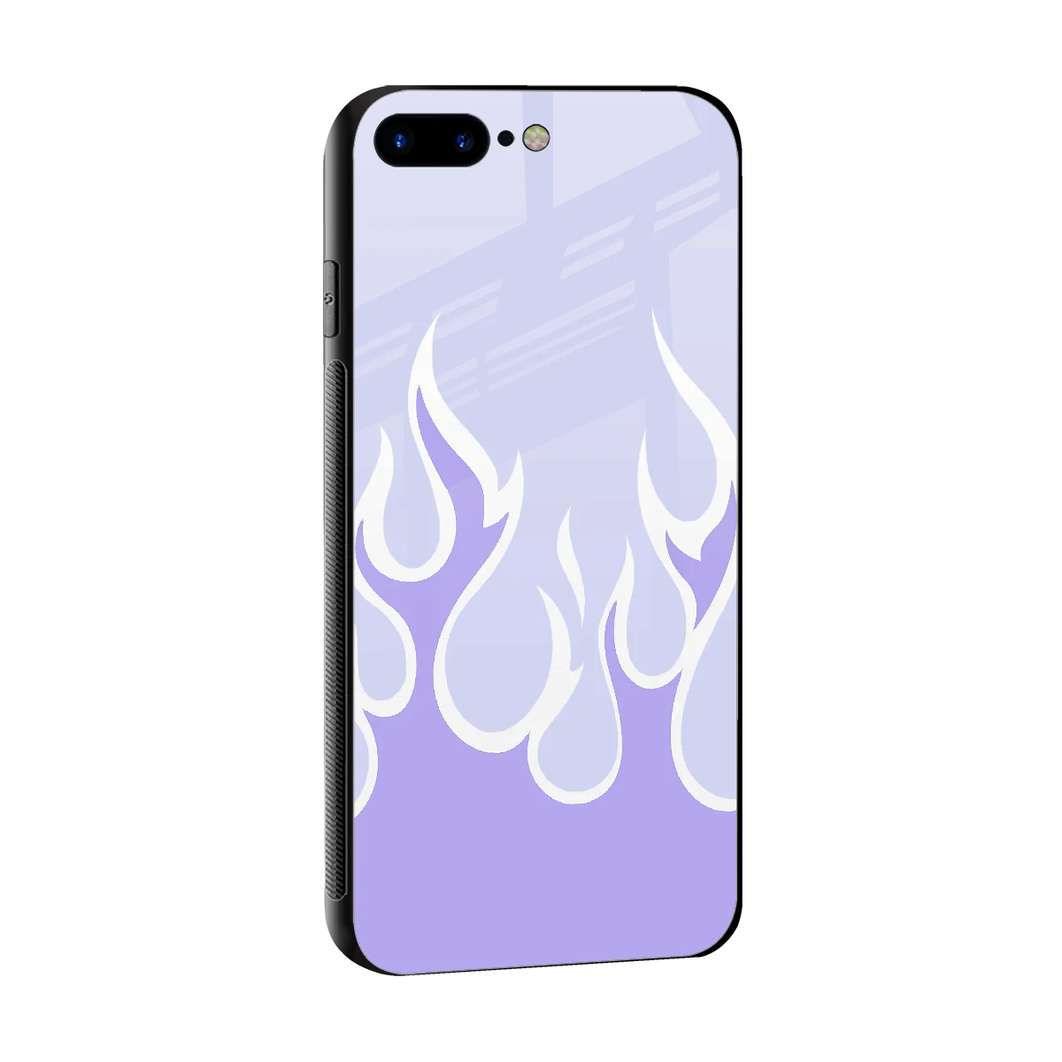 Y2K Retro Purple Flames sleek iphone 8 plus cover with tempered glass back and TPU edges