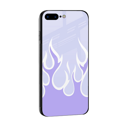 Y2K Retro Purple Flames sleek iphone 8 plus cover with tempered glass back and TPU edges