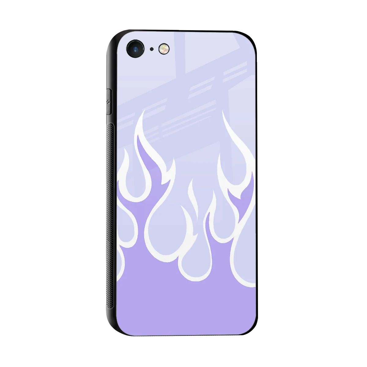 Y2K Retro Purple Flames sleek iphone 7 cover with tempered glass back and TPU edges
