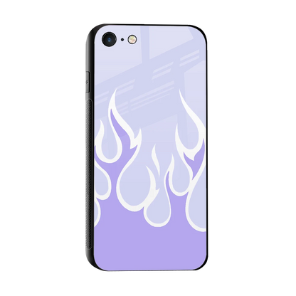 Y2K Retro Purple Flames sleek iphone 7 cover with tempered glass back and TPU edges