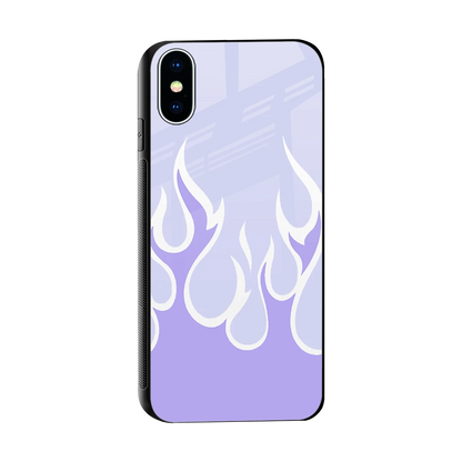Y2K Retro Purple Flames sleek iphone x cover with tempered glass back and TPU edges