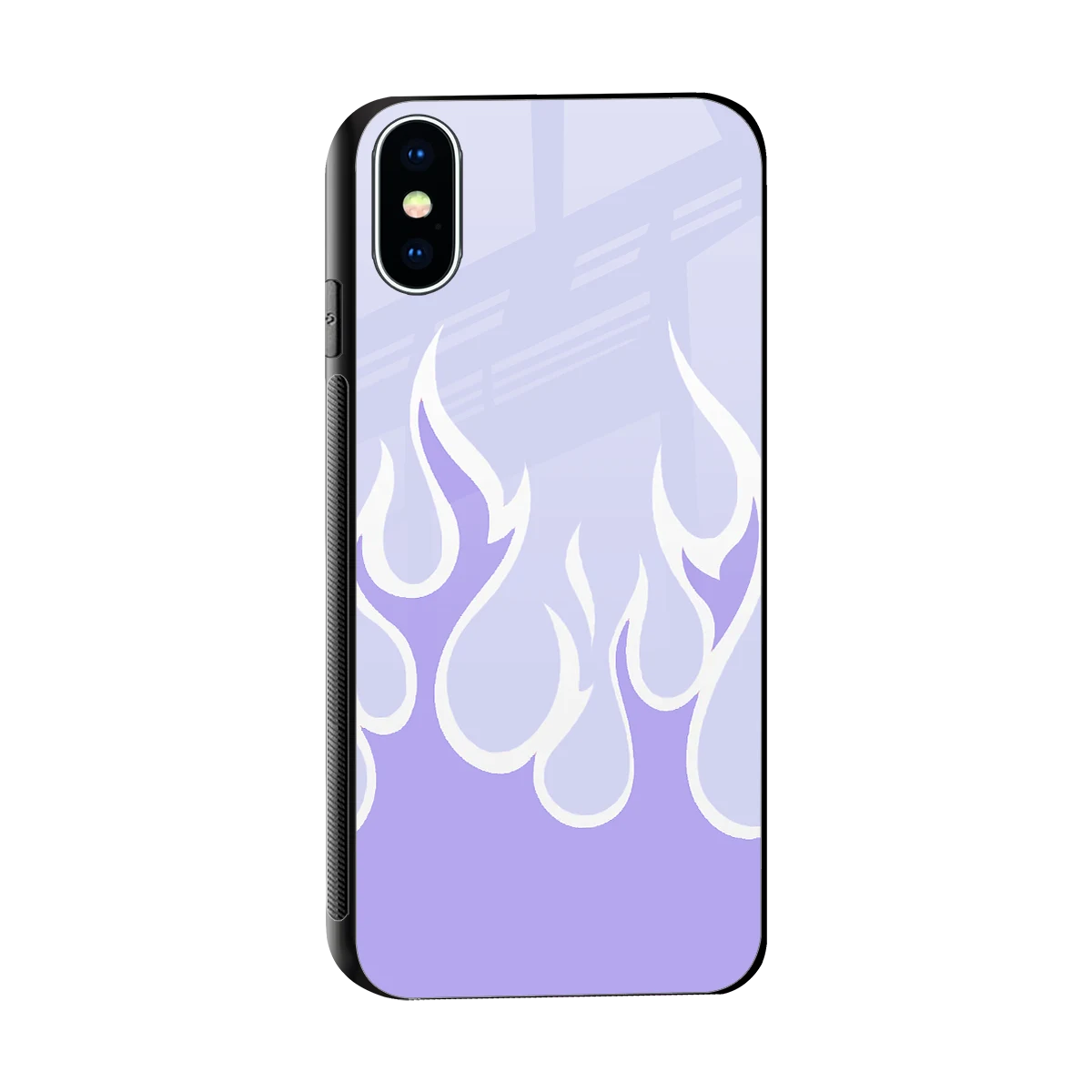 Y2K Retro Purple Flames sleek iphone xs cover with tempered glass back and TPU edges