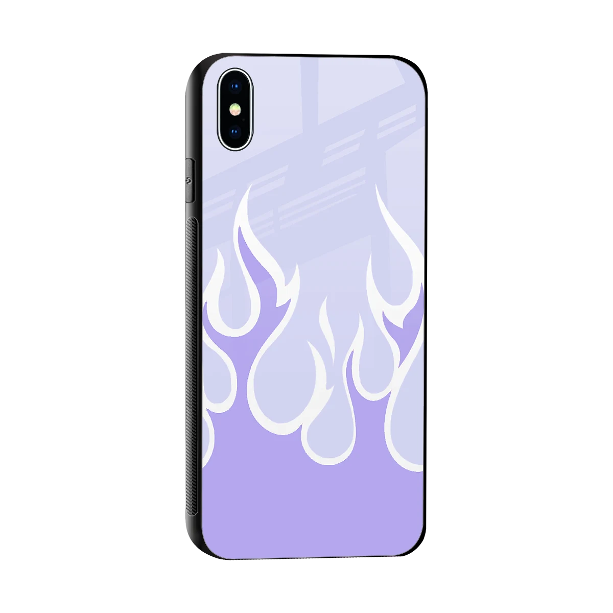 Y2K Retro Purple Flames sleek iphone xs max cover with tempered glass back and TPU edges