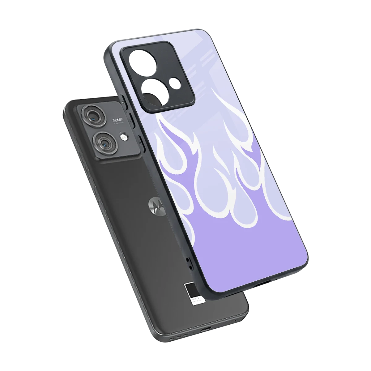Y2K Retro Purple Flames sleek motorola edge 40 neo 5g cover with tempered glass back and TPU edges