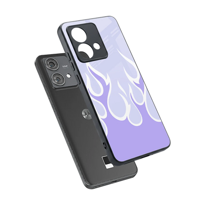 Y2K Retro Purple Flames sleek motorola edge 40 neo 5g cover with tempered glass back and TPU edges