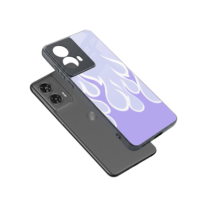 Y2K Retro Purple Flames sleek motorola edge 50 fusion cover with tempered glass back and TPU edges