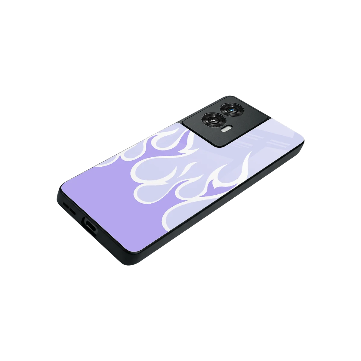 Y2K Retro Purple Flames stylish phone case for motorola edge 50 fusion | glossy glass and slim fit